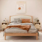 Comodino in rattan e legno con ripiano aperto, tavolino da notte/comodino