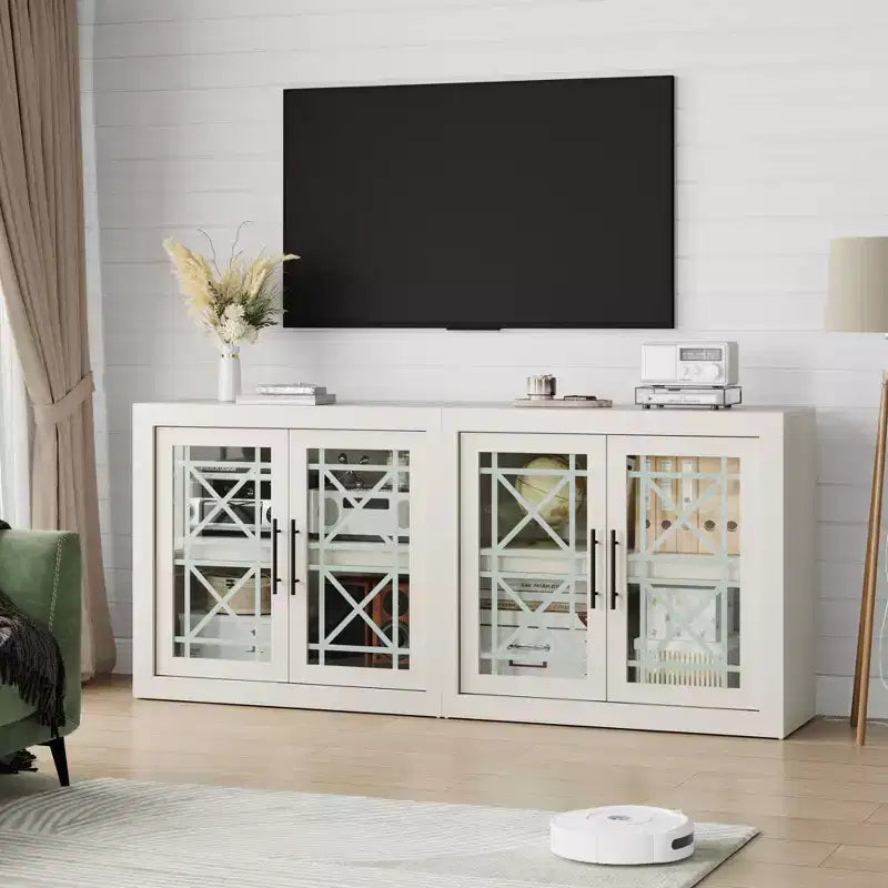 Mobile buffet da 70,8 pollici con 4 ante in vetro