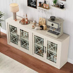 Mobile buffet da 70,8 pollici con 4 ante in vetro