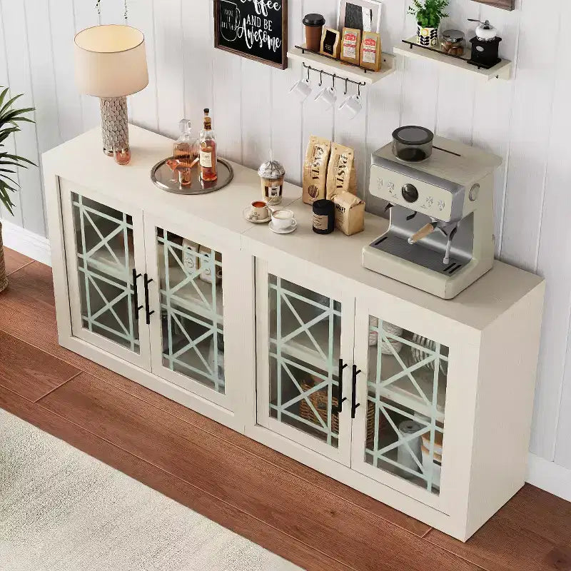 Mobile buffet da 70,8 pollici con 4 ante in vetro