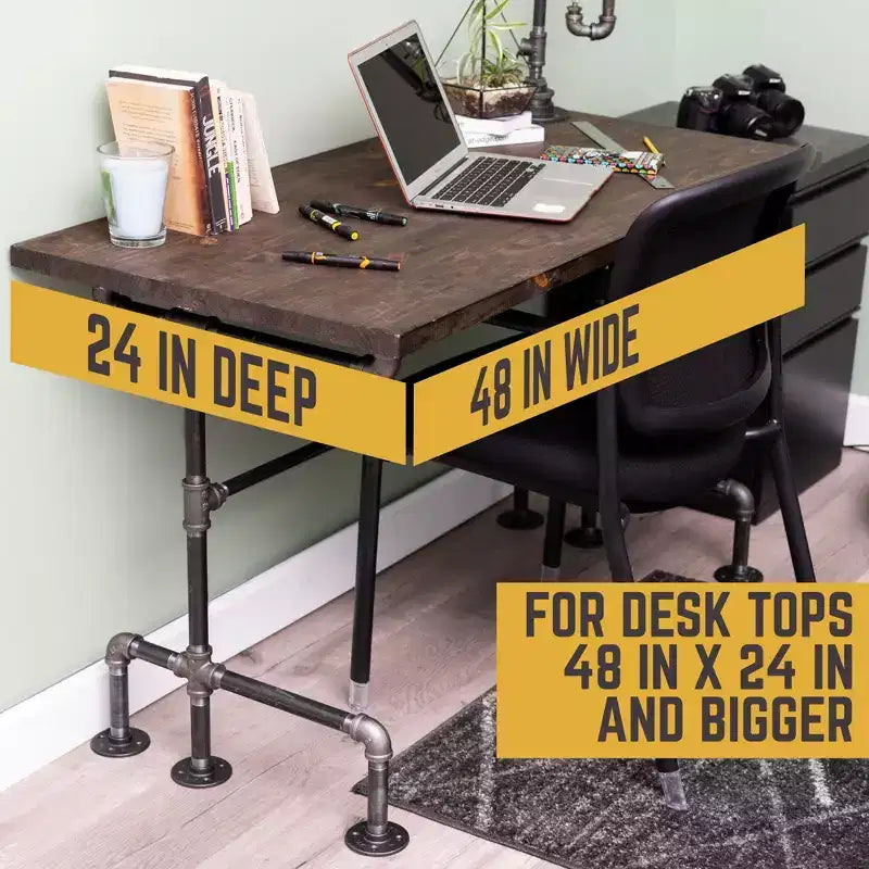 Scrivania in stile industriale con struttura in tubi d'acciaio, 114 cm