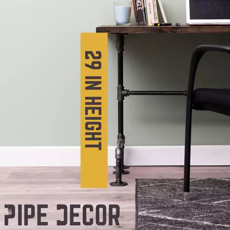 Scrivania in stile industriale con struttura in tubi d'acciaio, 114 cm