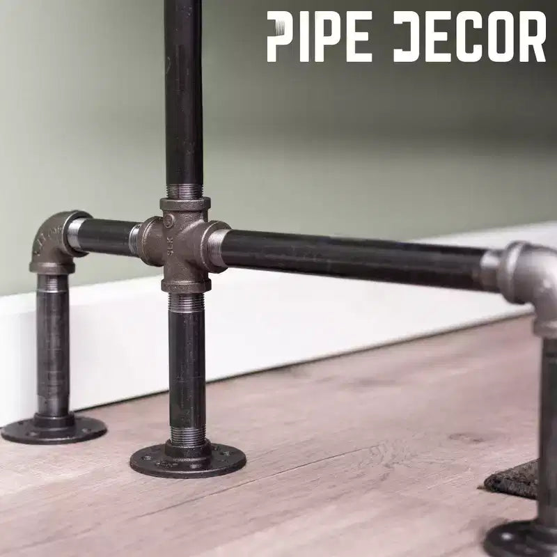 Scrivania in stile industriale con struttura in tubi d'acciaio, 114 cm