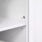 Credenza con Vetrina, Mobile Dispensa da Cucina con Anta in Vetro, Cassetto e Spazio per Microonde
