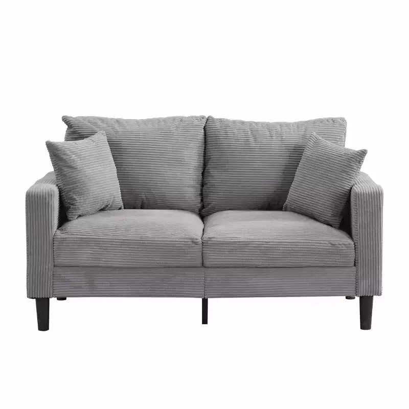 Divanetto Moderno Imbottito con Struttura in Legno per Piccoli Spazi, Grigio Chiaro