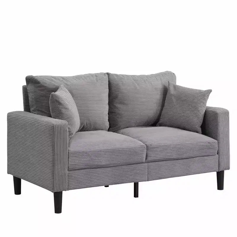 Divanetto Moderno Imbottito con Struttura in Legno per Piccoli Spazi, Grigio Chiaro