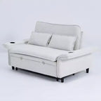 Divano Letto Due Posti in Tessuto a Righe Beige per Camera da Letto o Salotto