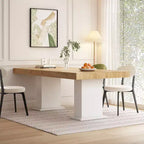 Tavolo da pranzo/ufficio in legno multi-scena Famapy: design a doppia colonna, superficie spaziosa, perfetto per ufficio e sala da pranzo