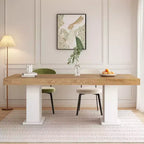 Tavolo da pranzo/ufficio in legno multi-scena Famapy: design a doppia colonna, superficie spaziosa, perfetto per ufficio e sala da pranzo