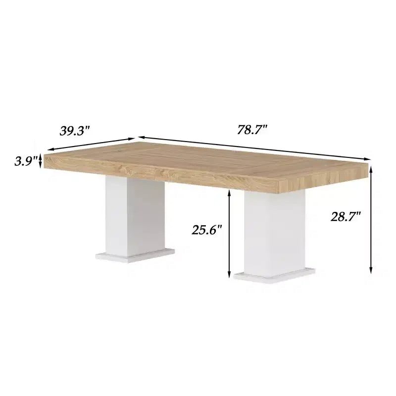 Tavolo da pranzo/ufficio in legno multi-scena Famapy: design a doppia colonna, superficie spaziosa, perfetto per ufficio e sala da pranzo