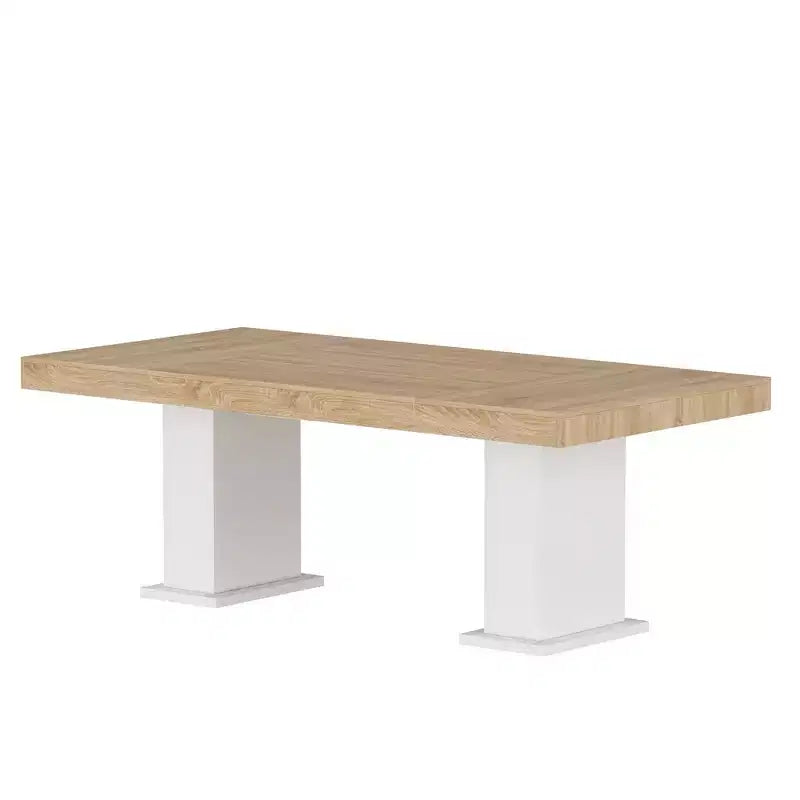 Tavolo da pranzo/ufficio in legno multi-scena Famapy: design a doppia colonna, superficie spaziosa, perfetto per ufficio e sala da pranzo
