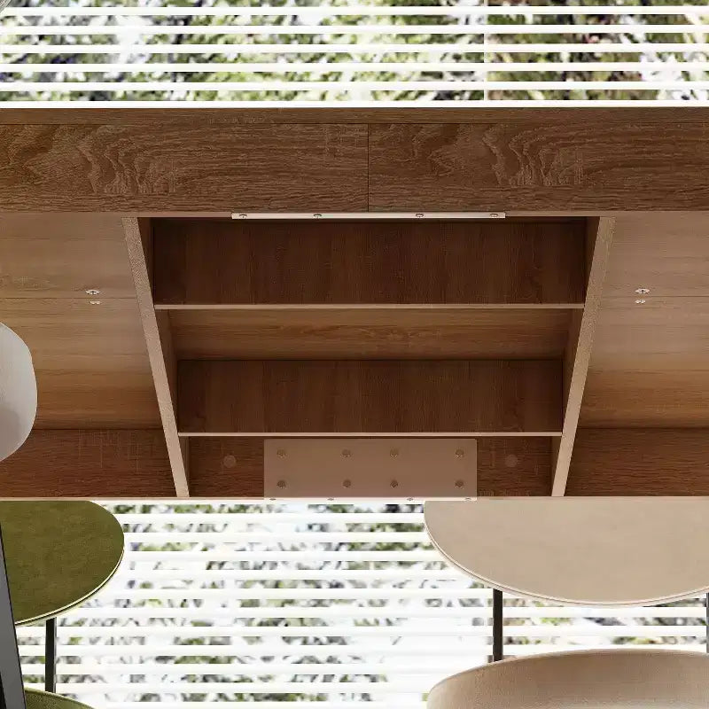 Tavolo da pranzo/ufficio in legno multi-scena Famapy: design a doppia colonna, superficie spaziosa, perfetto per ufficio e sala da pranzo