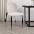 Royal Hampton Side Dining Chair Set of 2, White Boucle, Sleek Black Metal