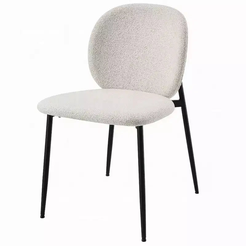 Set di 2 sedie da pranzo, in tessuto Bouclé bianco e metallo nero