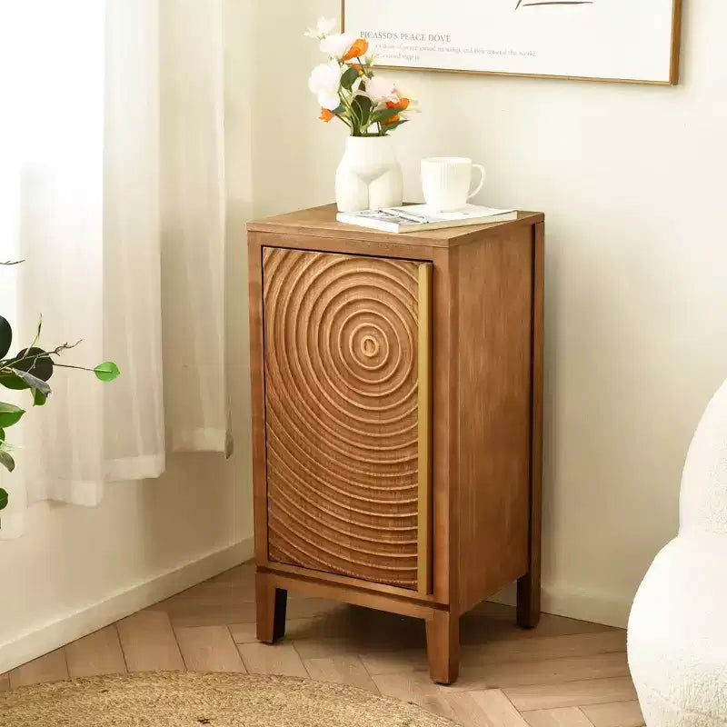 Tavolino d'appoggio Geometric Ripple con vano contenitore, 42 x 36 x 79 cm, finitura naturale