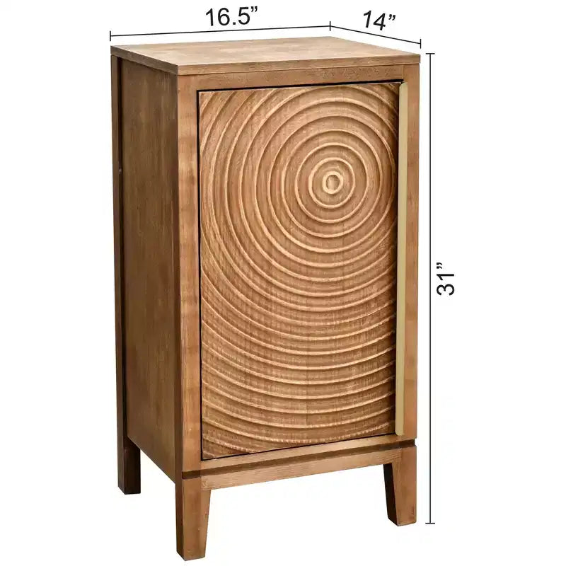 Tavolino d'appoggio Geometric Ripple con vano contenitore, 42 x 36 x 79 cm, finitura naturale