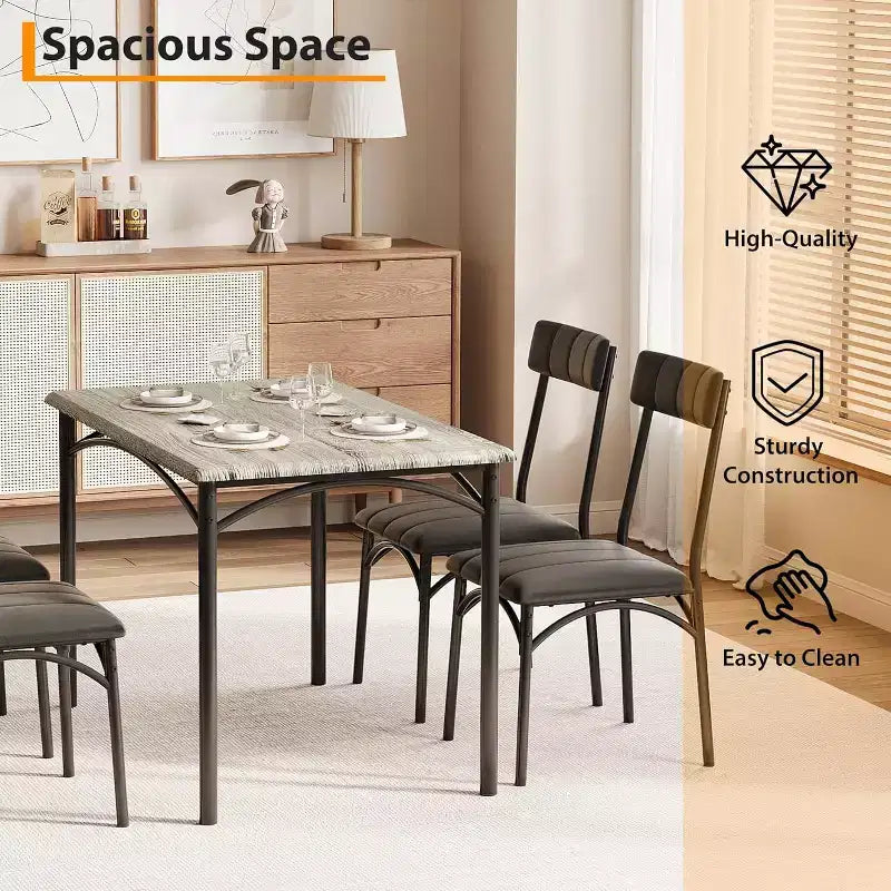 Set di 4 sedie da pranzo in stile industriale - Sedie da pranzo ergonomiche e spesse per cucina e angolo colazione, mobili per appartamento con telaio in legno