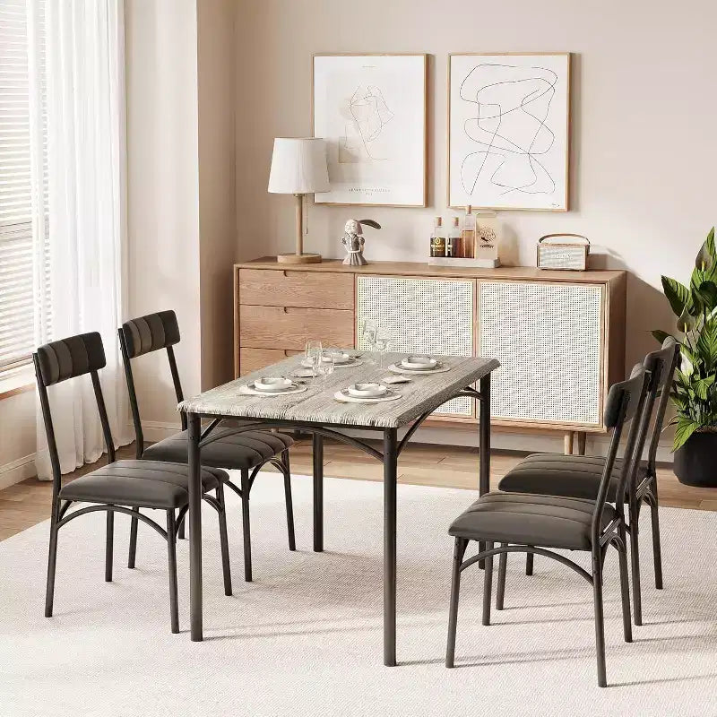 Set di 4 sedie da pranzo in stile industriale - Sedie da pranzo ergonomiche e spesse per cucina e angolo colazione, mobili per appartamento con telaio in legno