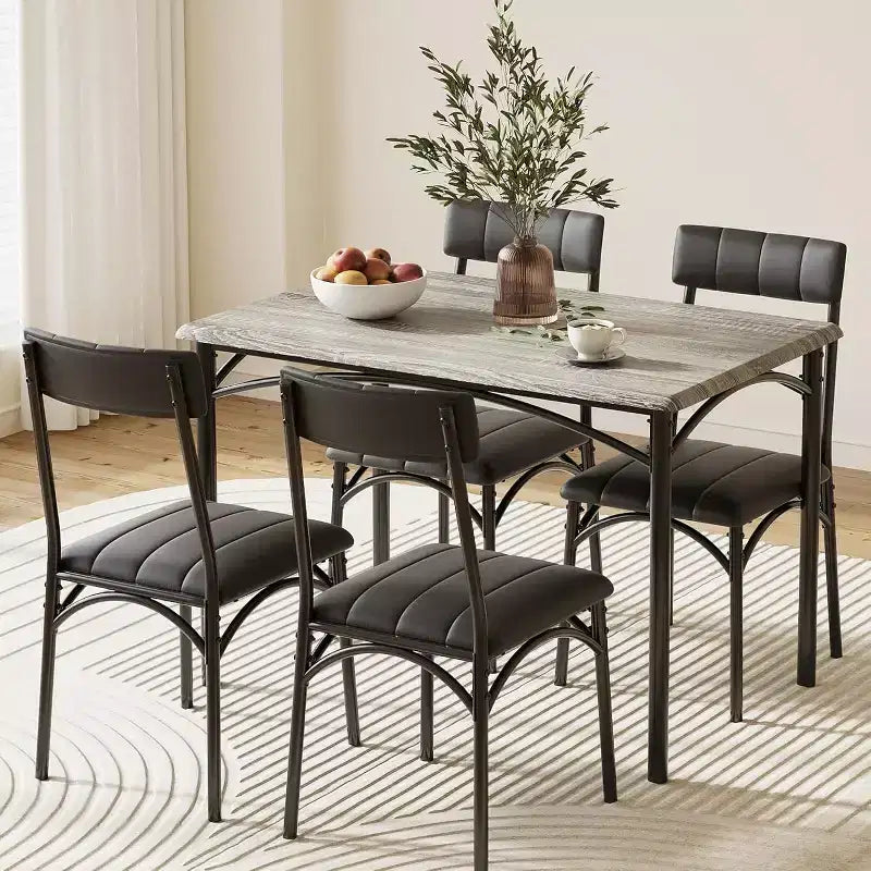 Set di 4 sedie da pranzo in stile industriale - Sedie da pranzo ergonomiche e spesse per cucina e angolo colazione, mobili per appartamento con telaio in legno
