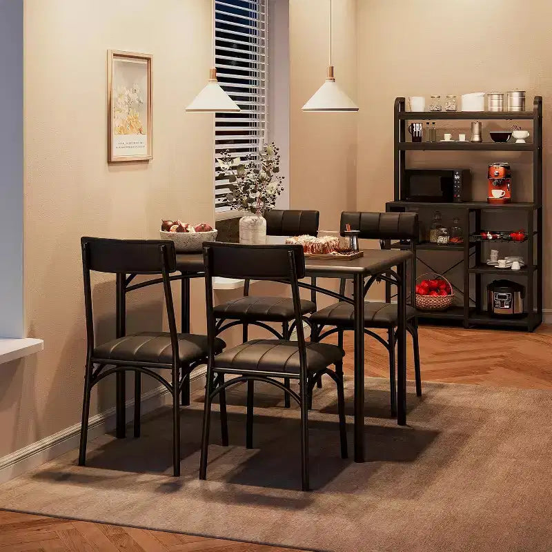 Set di 4 sedie da pranzo in stile industriale - Sedie da pranzo ergonomiche e spesse per cucina e angolo colazione, mobili per appartamento con telaio in legno