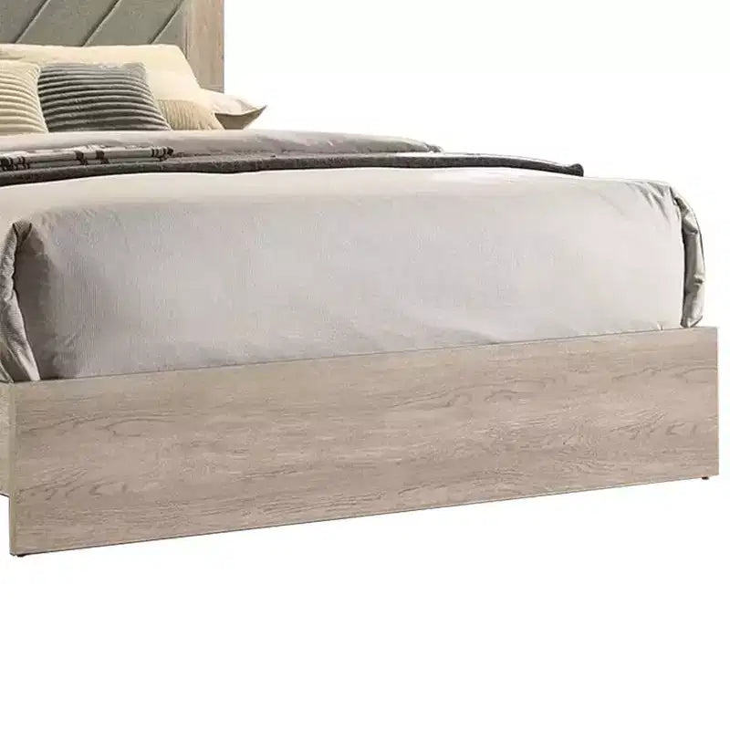 Letto imbottito California King con testiera trapuntata grigia, bianco crema