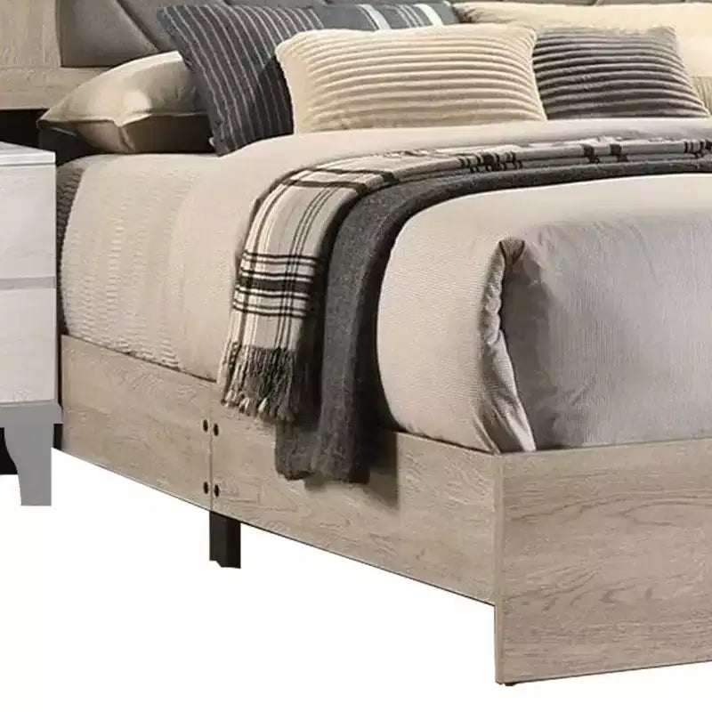 Letto imbottito California King con testiera trapuntata grigia, bianco crema
