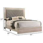 Letto imbottito California King con testiera trapuntata grigia, bianco crema