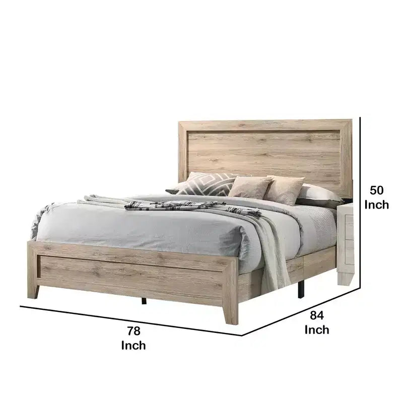 Letto king-size con venature e nodi a vista, Marrone naturale