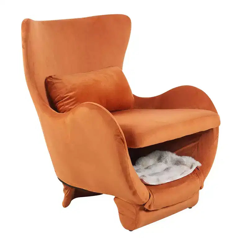 Poltrona Lounge 2-in-1 in Velluto con Spazio Integrato per Animali Domestici, Divano Singolo Imbottito per Soggiorno o Ufficio