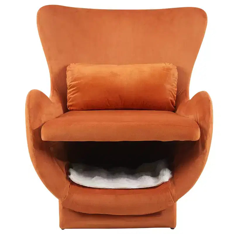 Poltrona Lounge 2-in-1 in Velluto con Spazio Integrato per Animali Domestici, Divano Singolo Imbottito per Soggiorno o Ufficio
