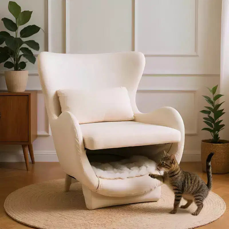Poltrona Lounge 2-in-1 in Velluto con Spazio Integrato per Animali Domestici, Divano Singolo Imbottito per Soggiorno o Ufficio