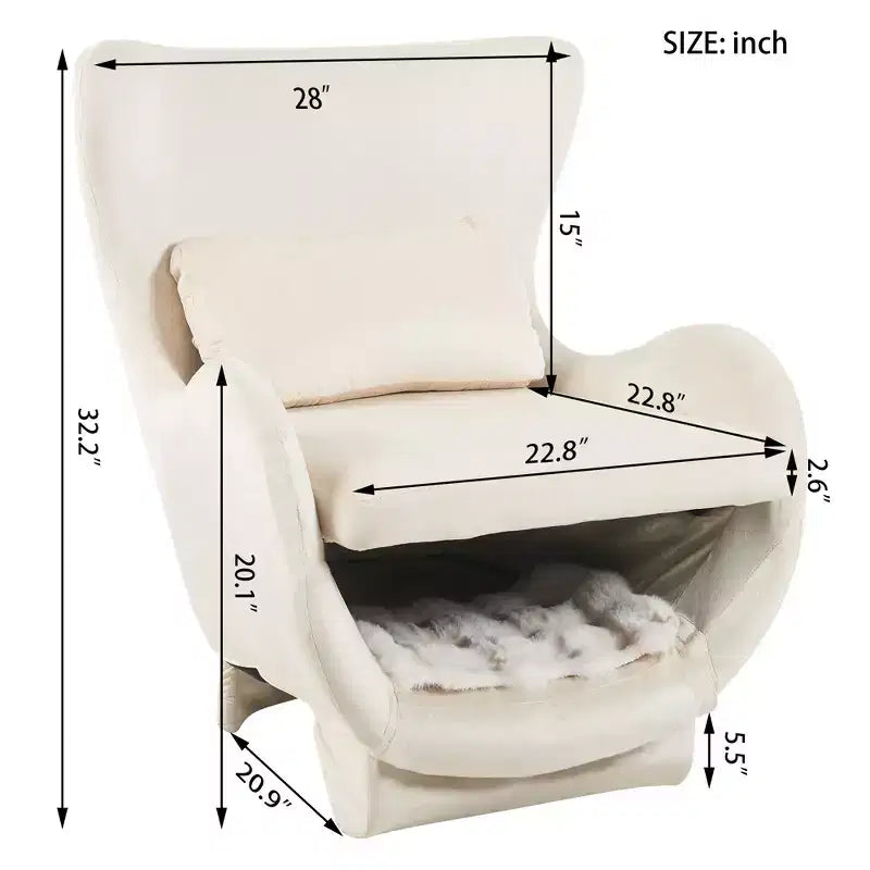 Poltrona Lounge 2-in-1 in Velluto con Spazio Integrato per Animali Domestici, Divano Singolo Imbottito per Soggiorno o Ufficio