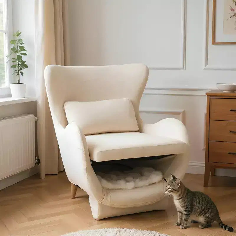 Poltrona Lounge 2-in-1 in Velluto con Spazio Integrato per Animali Domestici, Divano Singolo Imbottito per Soggiorno o Ufficio
