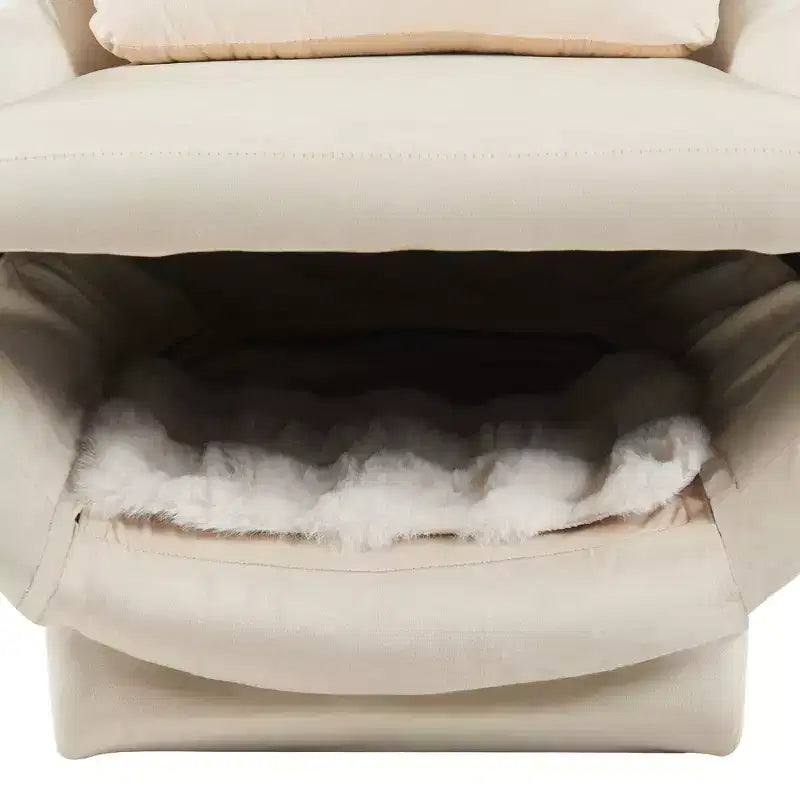 Poltrona Lounge 2-in-1 in Velluto con Spazio Integrato per Animali Domestici, Divano Singolo Imbottito per Soggiorno o Ufficio