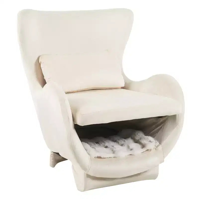 Poltrona Lounge 2-in-1 in Velluto con Spazio Integrato per Animali Domestici, Divano Singolo Imbottito per Soggiorno o Ufficio