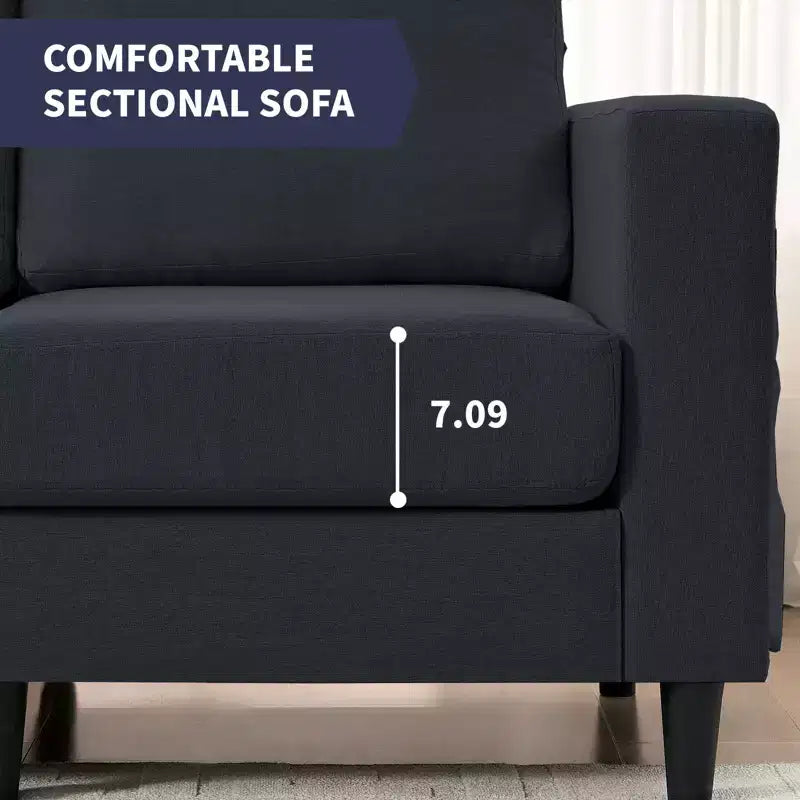 Divano sezionale modulare a L in lino da 274 cm, a 6 posti con tasca laterale