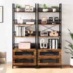 Libreria industriale a 4 ripiani con 2 cassetti, espositore alto 180 cm