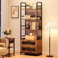 Libreria industriale a 4 ripiani con 2 cassetti, espositore alto 180 cm
