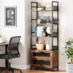 Libreria industriale a 4 ripiani con 2 cassetti, espositore alto 180 cm