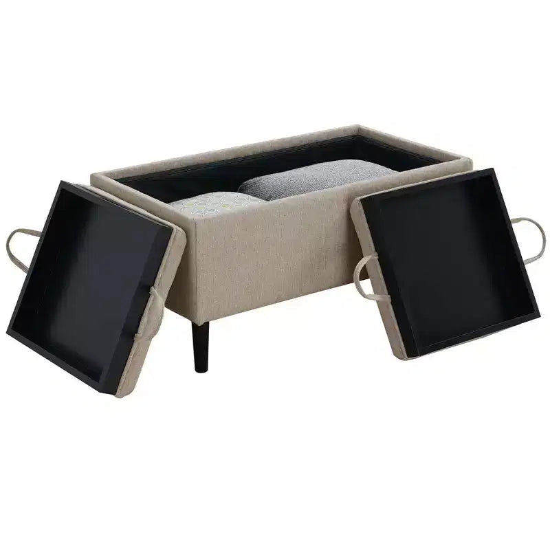 Pouf contenitore con due vassoi rimovibili e reversibili