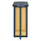 Consolle stretta in rattan con piano ovale e contenitore