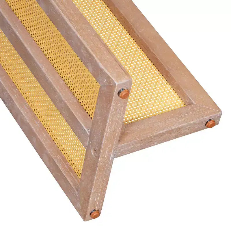 Consolle stretta in rattan con piano ovale e contenitore