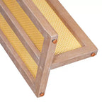 Consolle stretta in rattan con piano ovale e contenitore