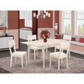 Set da pranzo rotondo con ribalte a 5 pezzi, bianco lino, per 4 persone