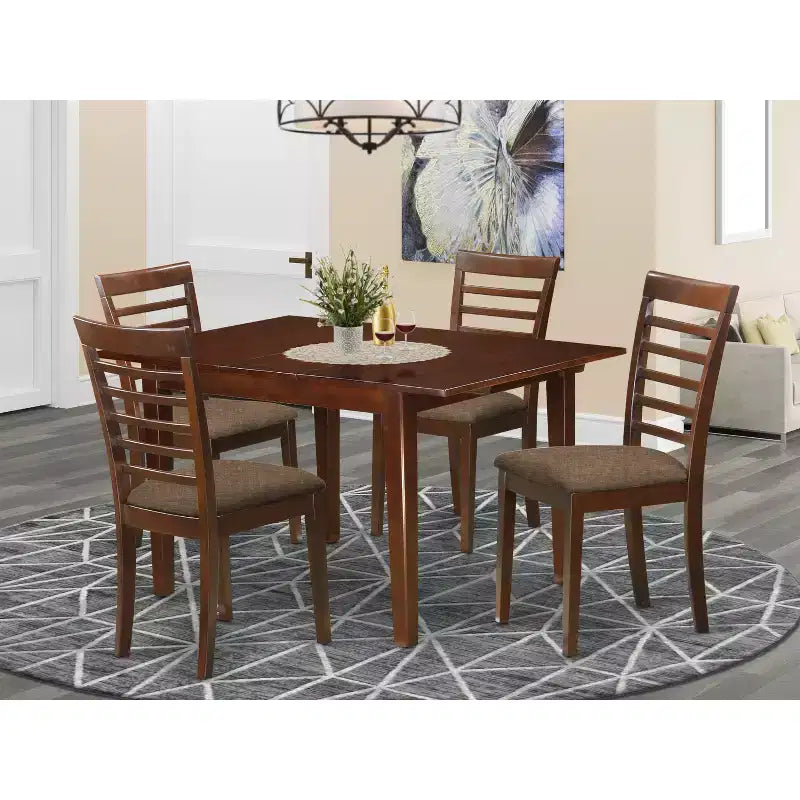 Set da pranzo rettangolare rustico da 5 pezzi, 4 posti a sedere