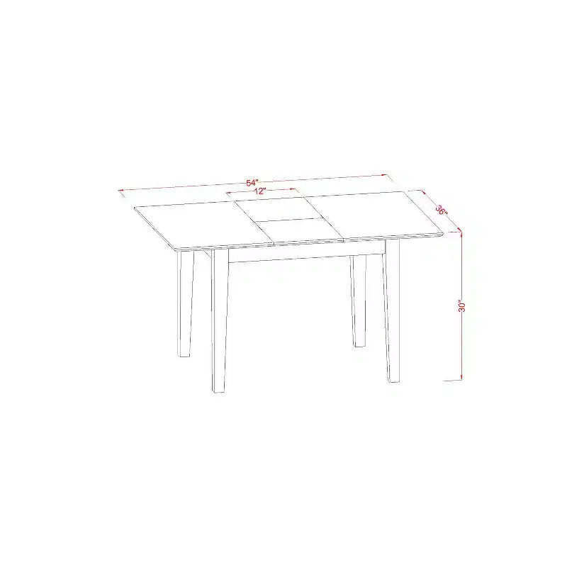 Set da pranzo rettangolare rustico da 5 pezzi, 4 posti a sedere