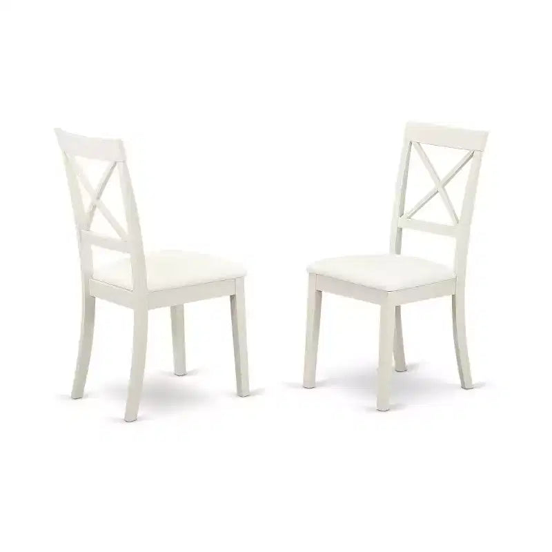 Set da Pranzo di 5 Pezzi in Lino Bianco con 4 Sedie, Posti a Sedere per 4 Persone