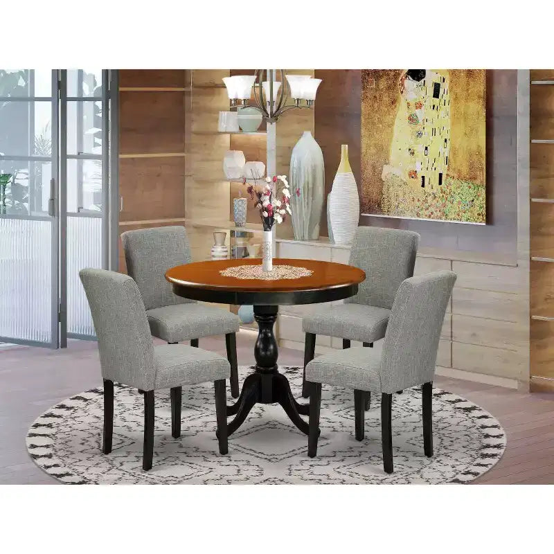 Set da pranzo di 5 pezzi nero e ciliegio con 4 sedie Parson