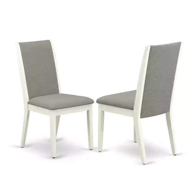 Set da pranzo da 3 pezzi in legno massello con tavolo rotondo lino bianco
