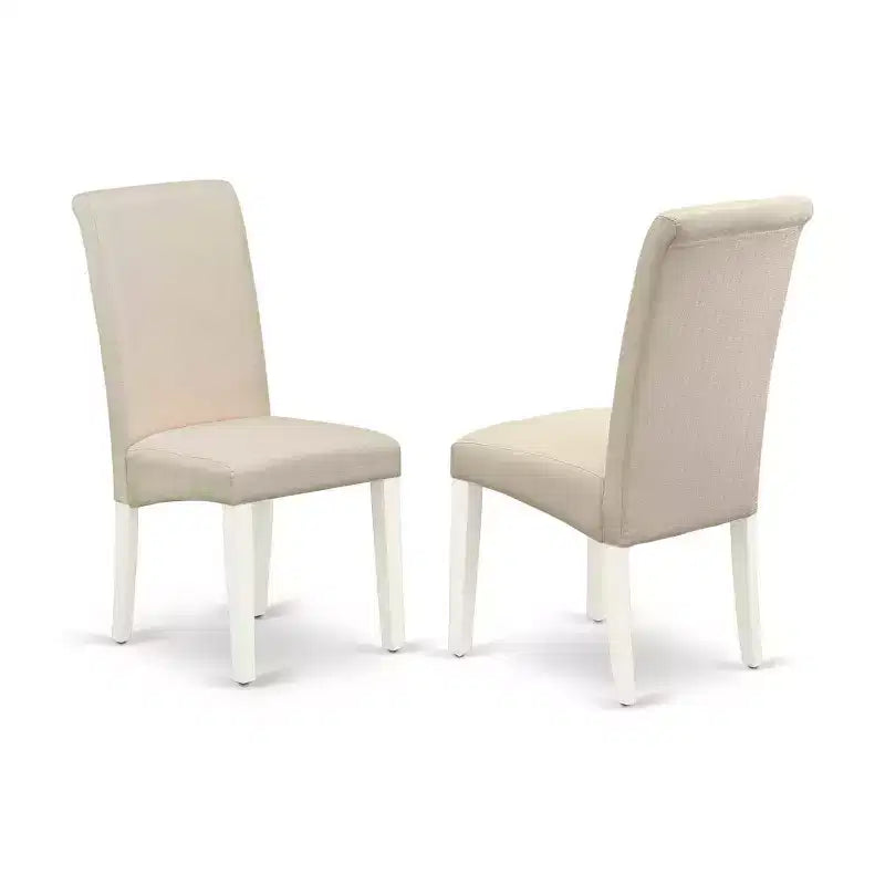Set da pranzo rotondo a 3 pezzi in legno massello bianco lino, 4 posti a sedere